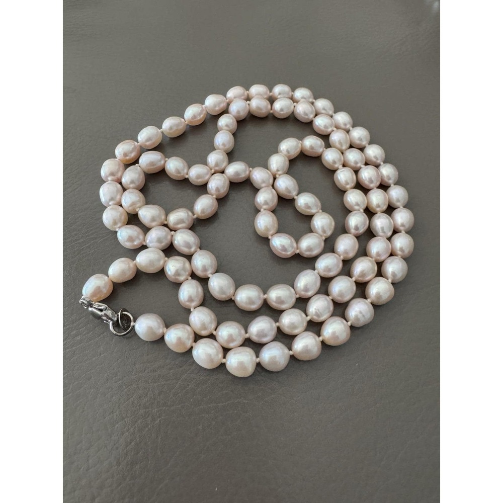 Sterling Silver 925 Real Pearl Chunky 18" Necklace Statement 9mm